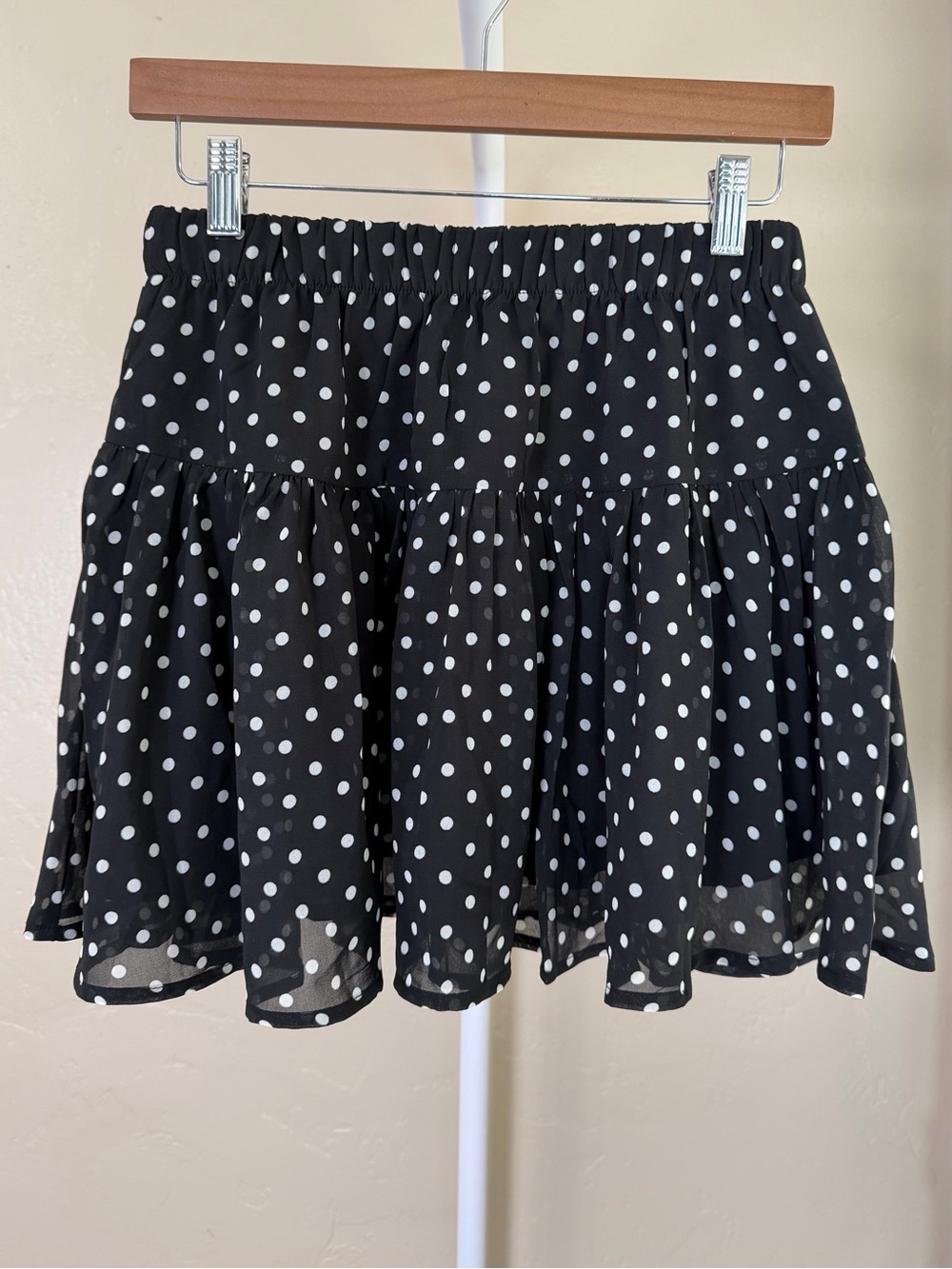 Commense Set Black White Polka Dot Sheer Shirt  Blouse Mini Skirt Small NWT - Picture 3 of 13